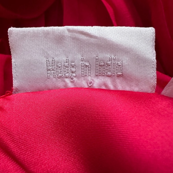 Eshakti Elegant Red Midi Dress With Ruffles Pleats and Bow Detail Size XL - Picture 6 of 9